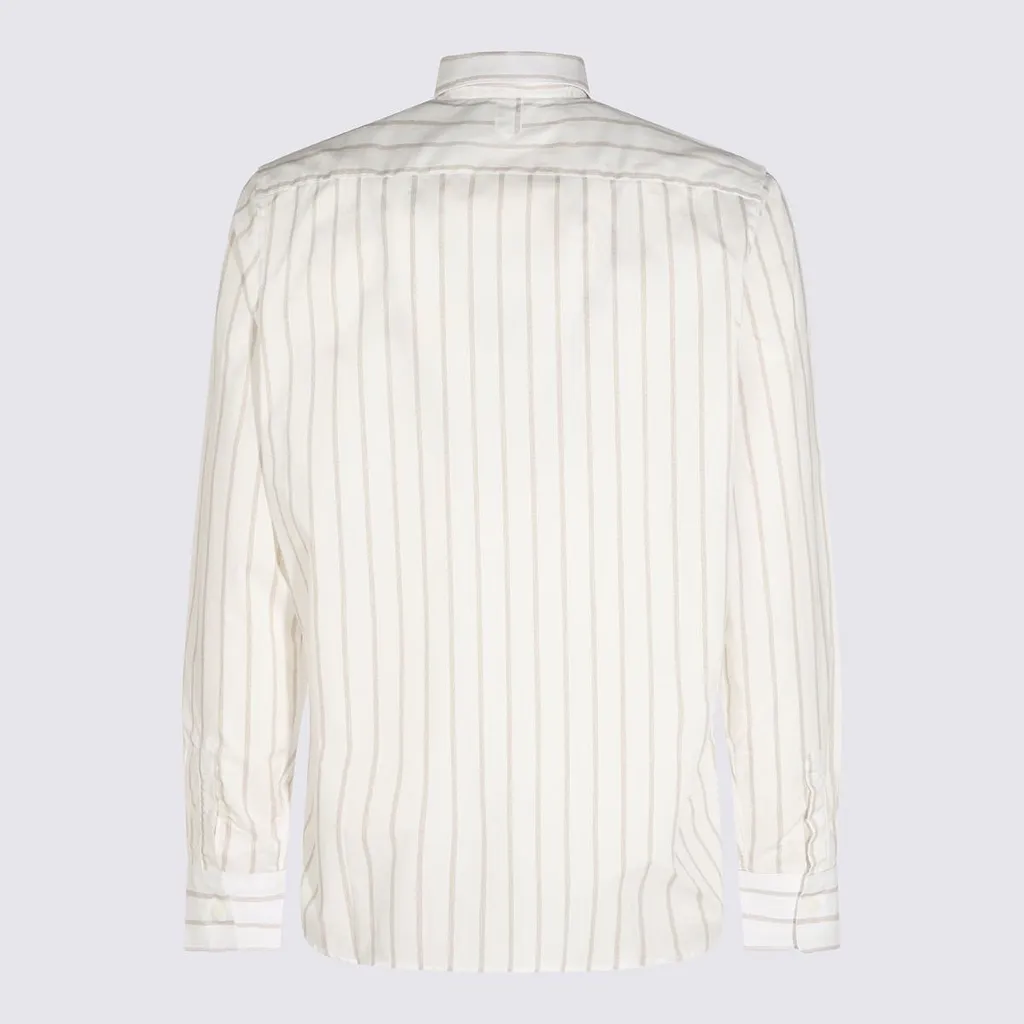 Canali Striped Band-Collar Shirt