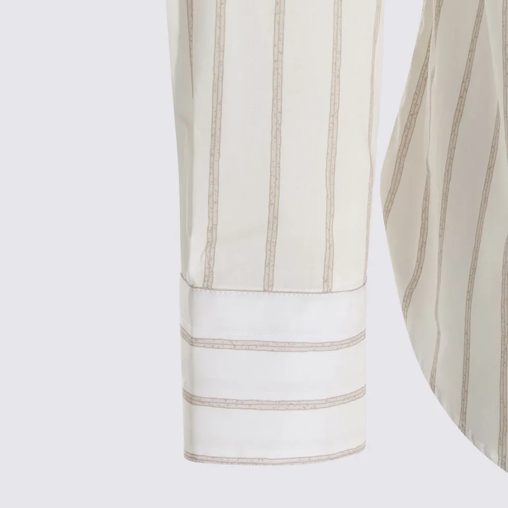 Canali Striped Band-Collar Shirt