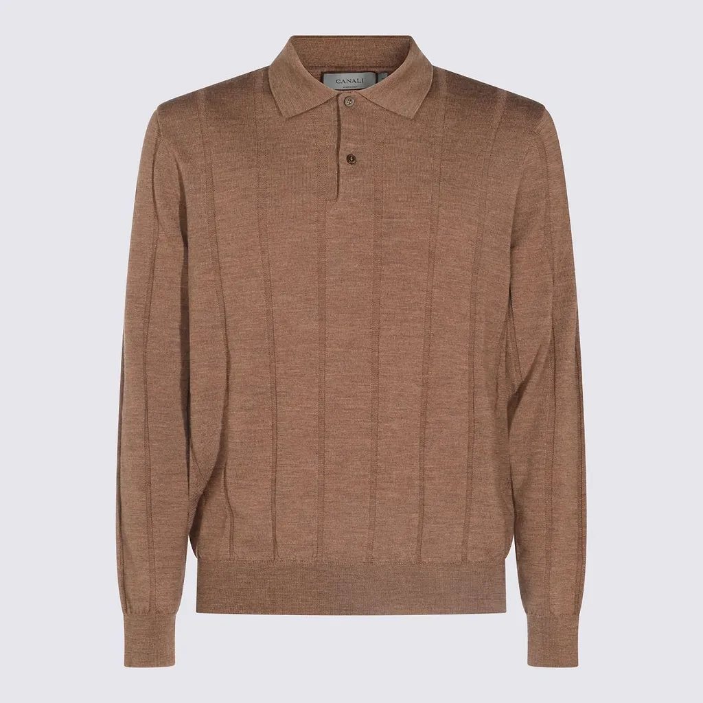 Canali Textured Knit Polo Sweater