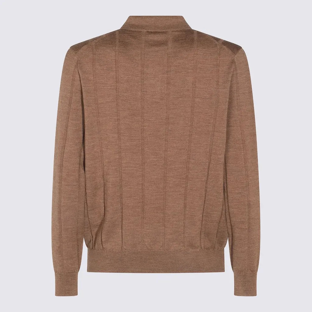 Canali Textured Knit Polo Sweater