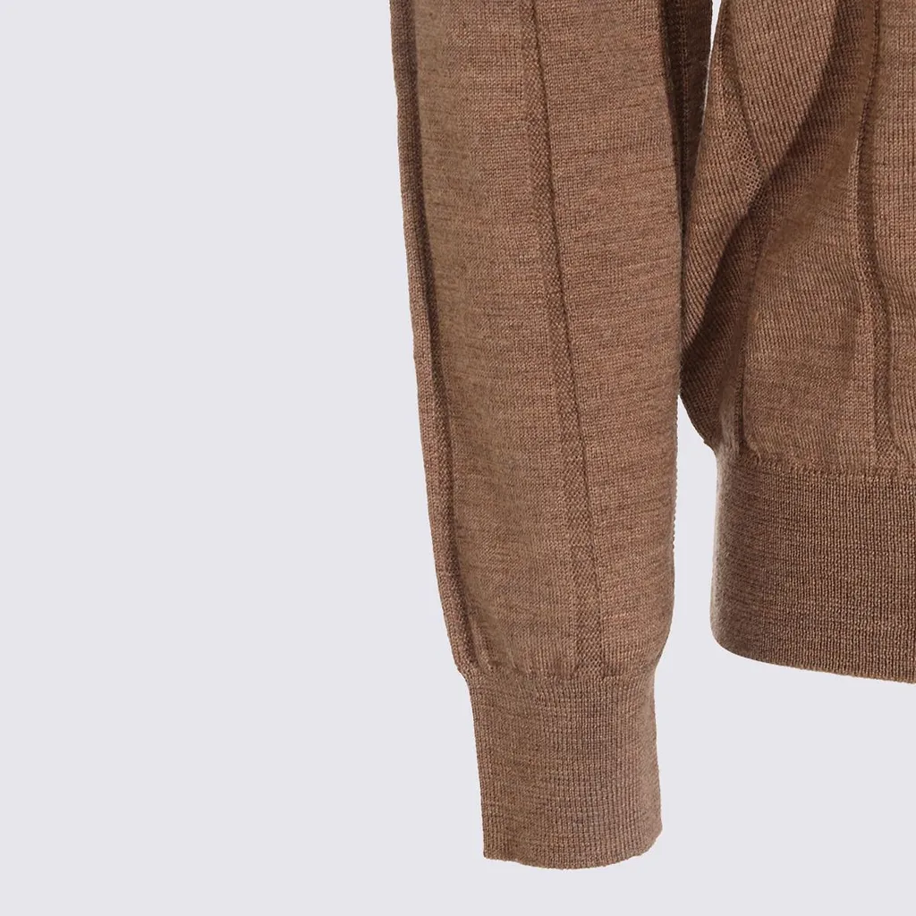 Canali Textured Knit Polo Sweater