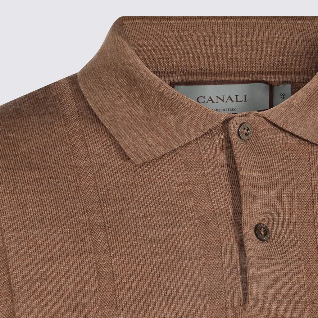 Canali Textured Knit Polo Sweater