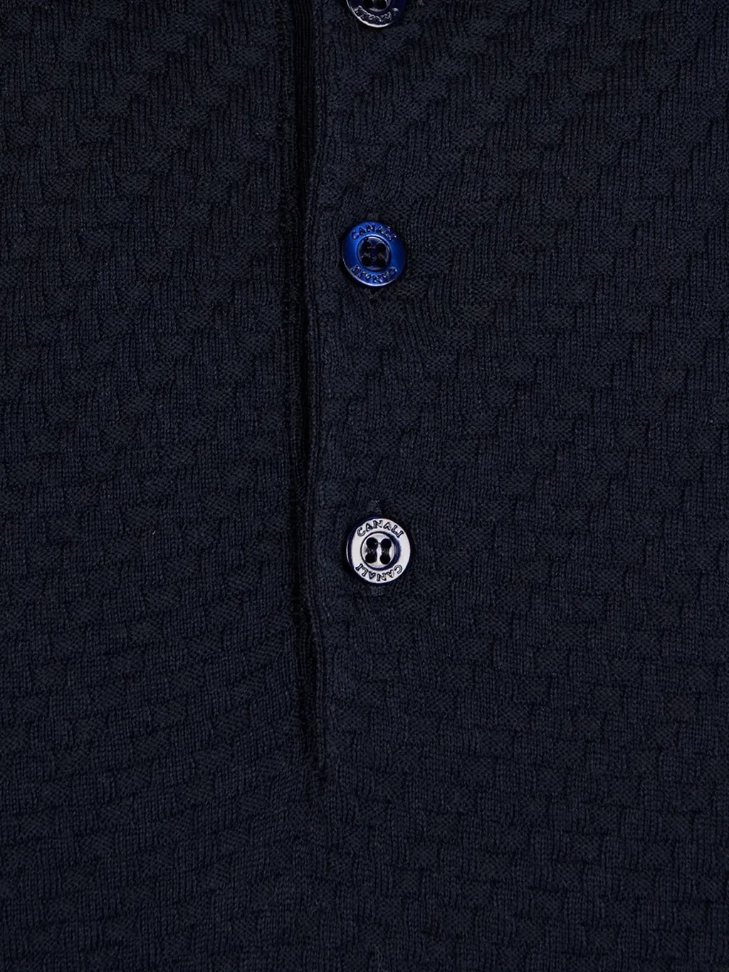 Canali Textured Knit Polo Sweater