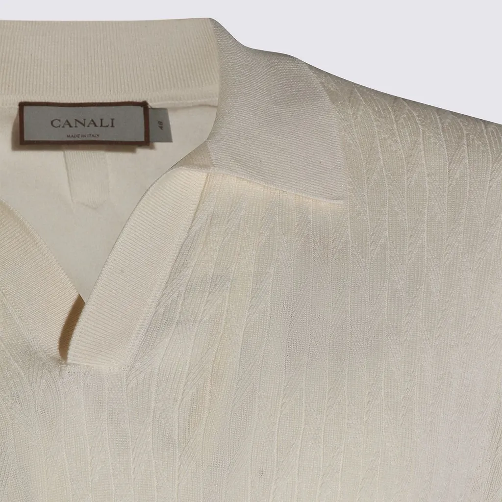 Canali Textured Knit Polo Top