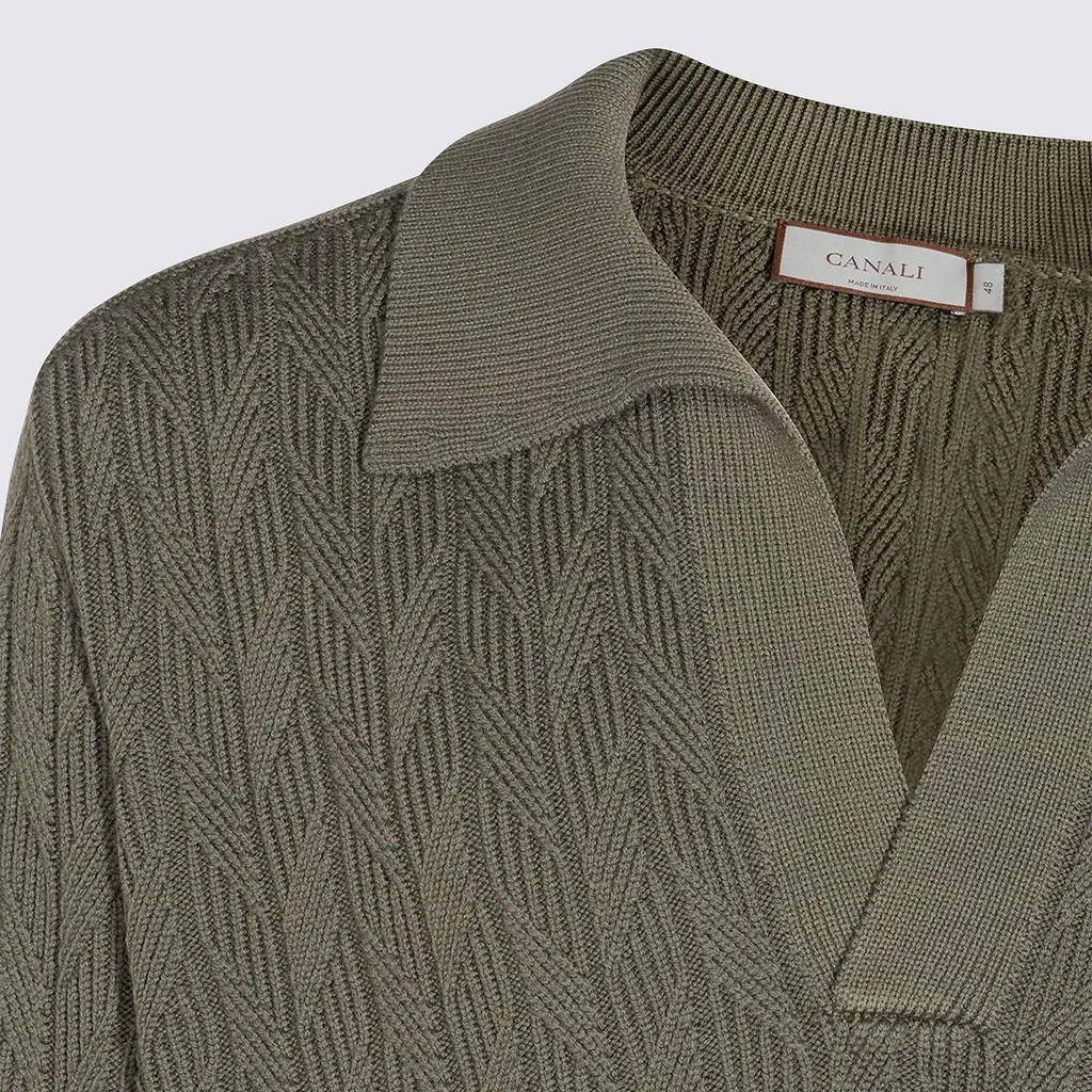 Canali Textured Polo Knitted Sweater