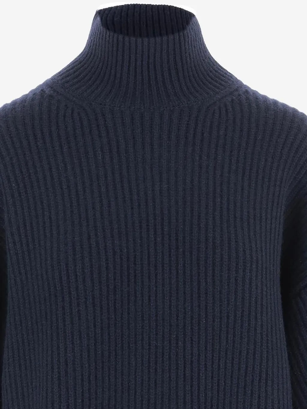 Ribbed High Neck Knitted Sweater