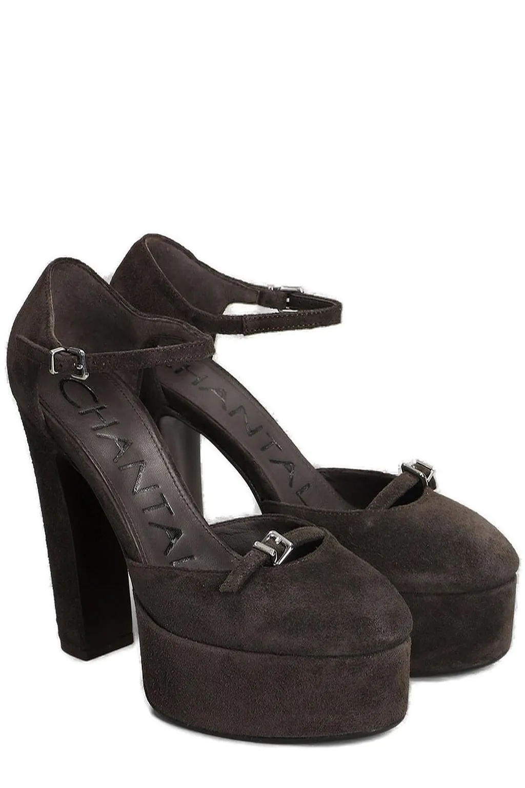 Chantal Buckle-Detailed Round-Toe Platform Pumps