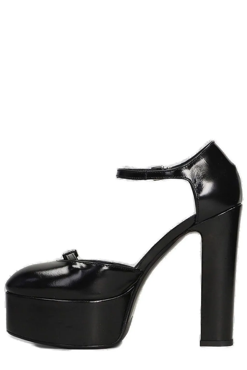 Chantal Buckle-Detailed Round-Toe Platform Pumps
