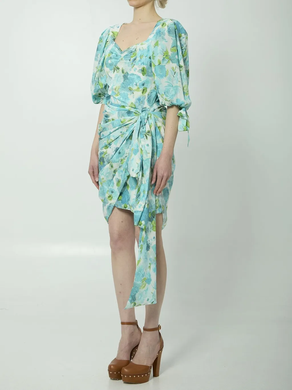 Floral Draped Midi Dress
