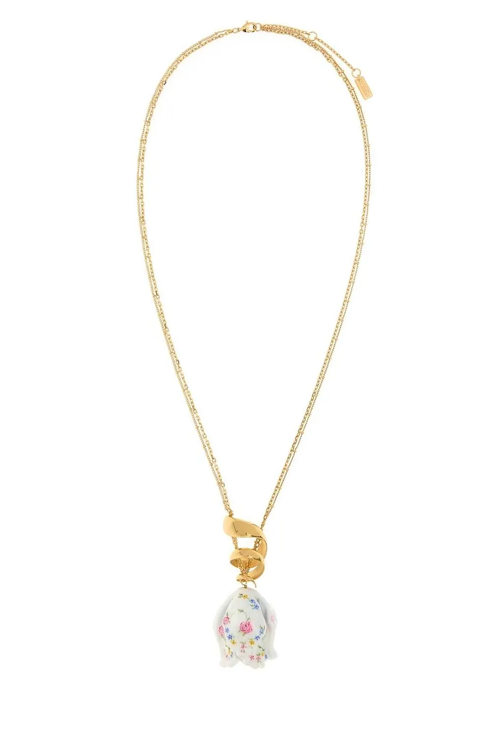 Floral-Print Ceramic Pendant Necklace