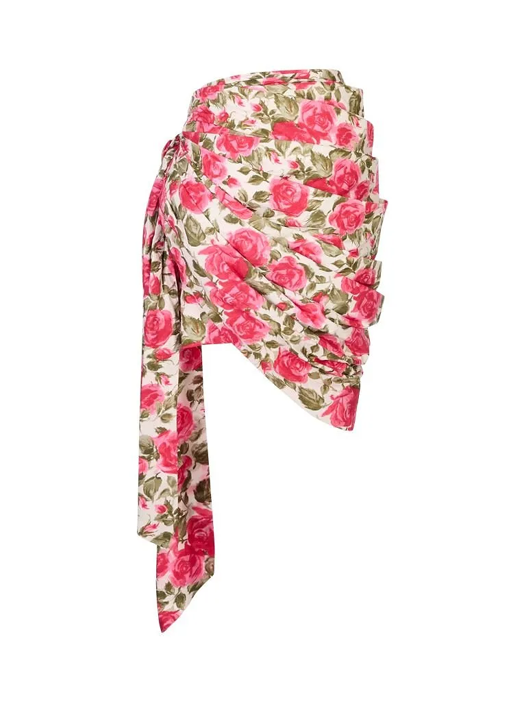 Floral Print Asymmetric Skirt