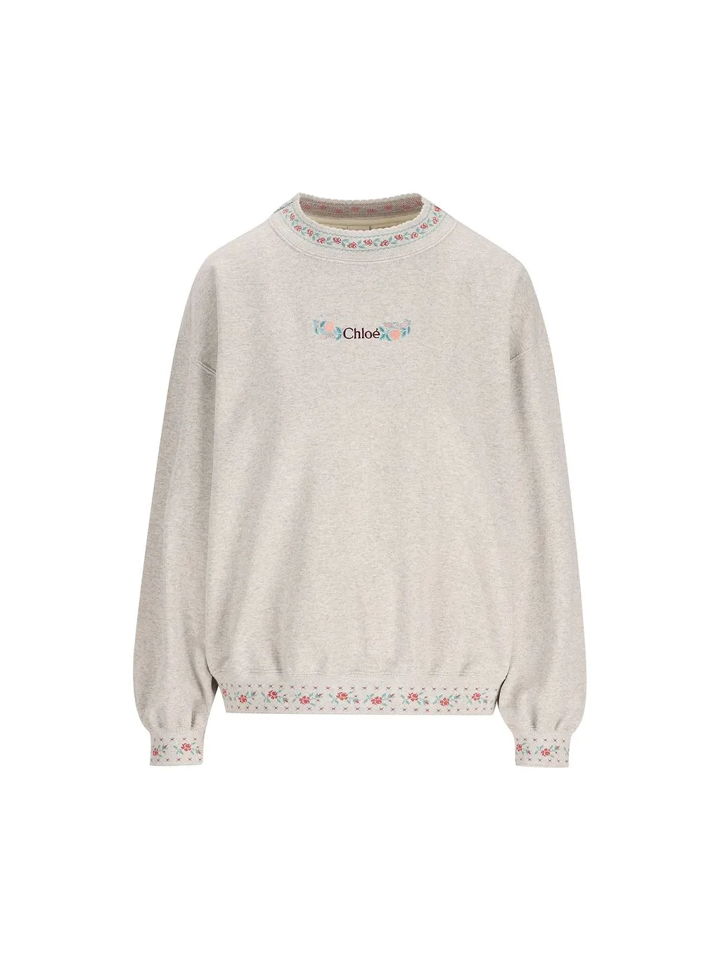 Floral Trim Knitted Sweater