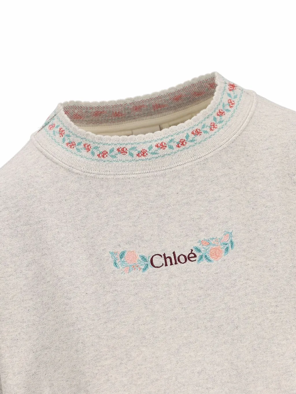 Floral Trim Knitted Sweater