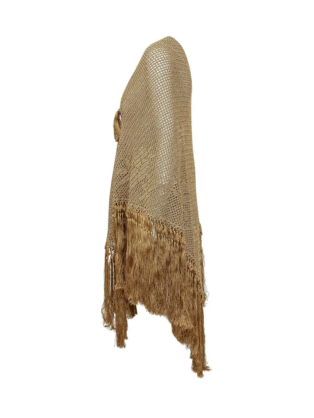 Chiara Is Open-Knit Fringed Shawl