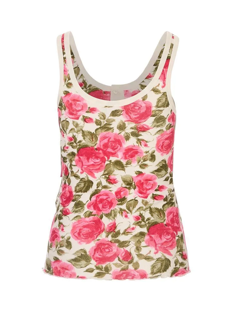 Henley Floral Print Tank Top