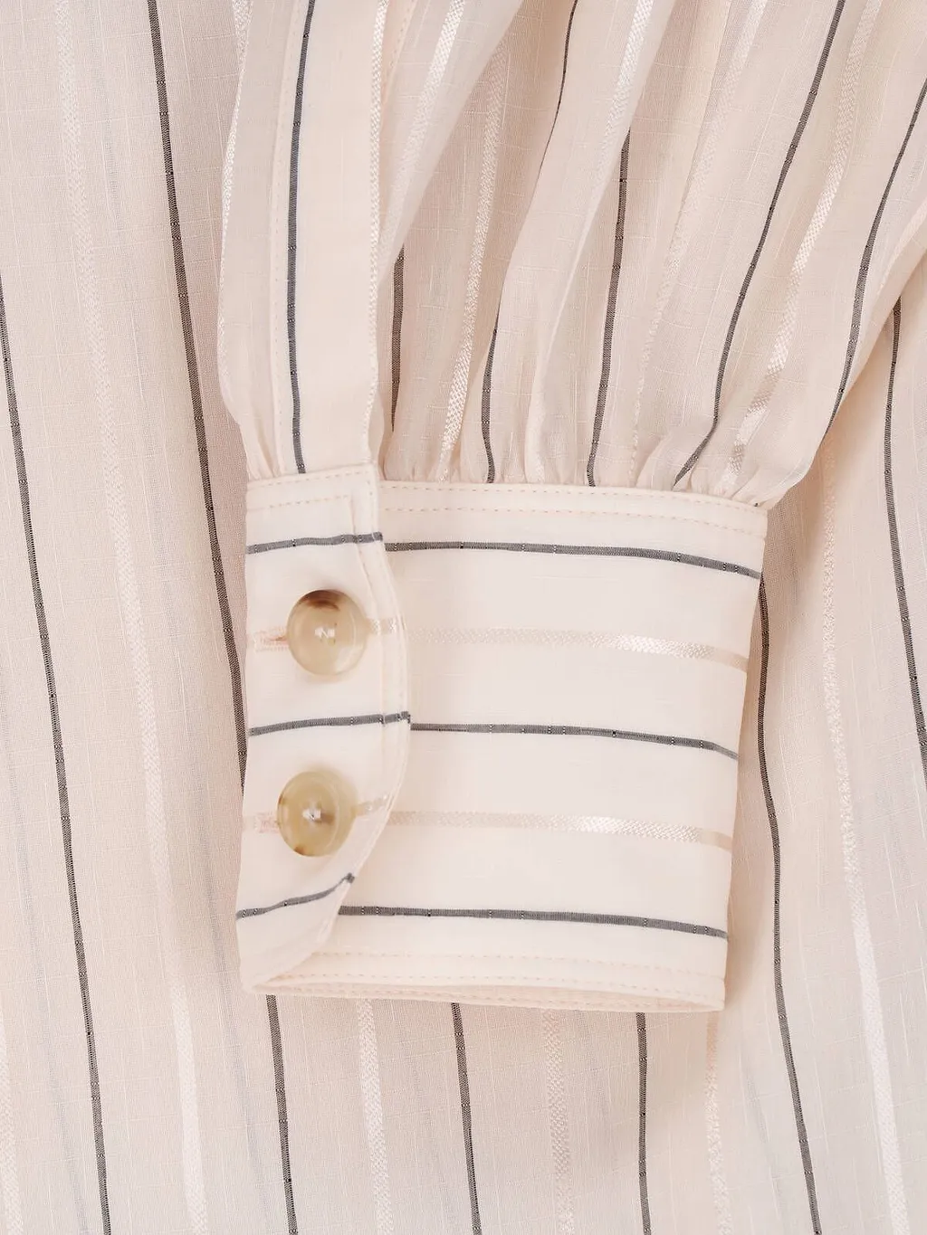Chloé High-Neck Striped Gathered Blouse