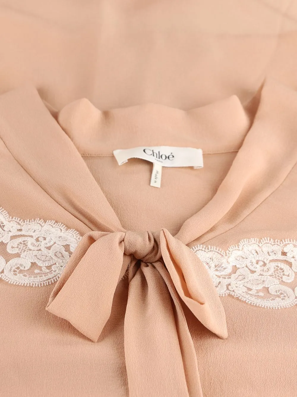 Chloé Lace Trim Tie-Neck Blouse