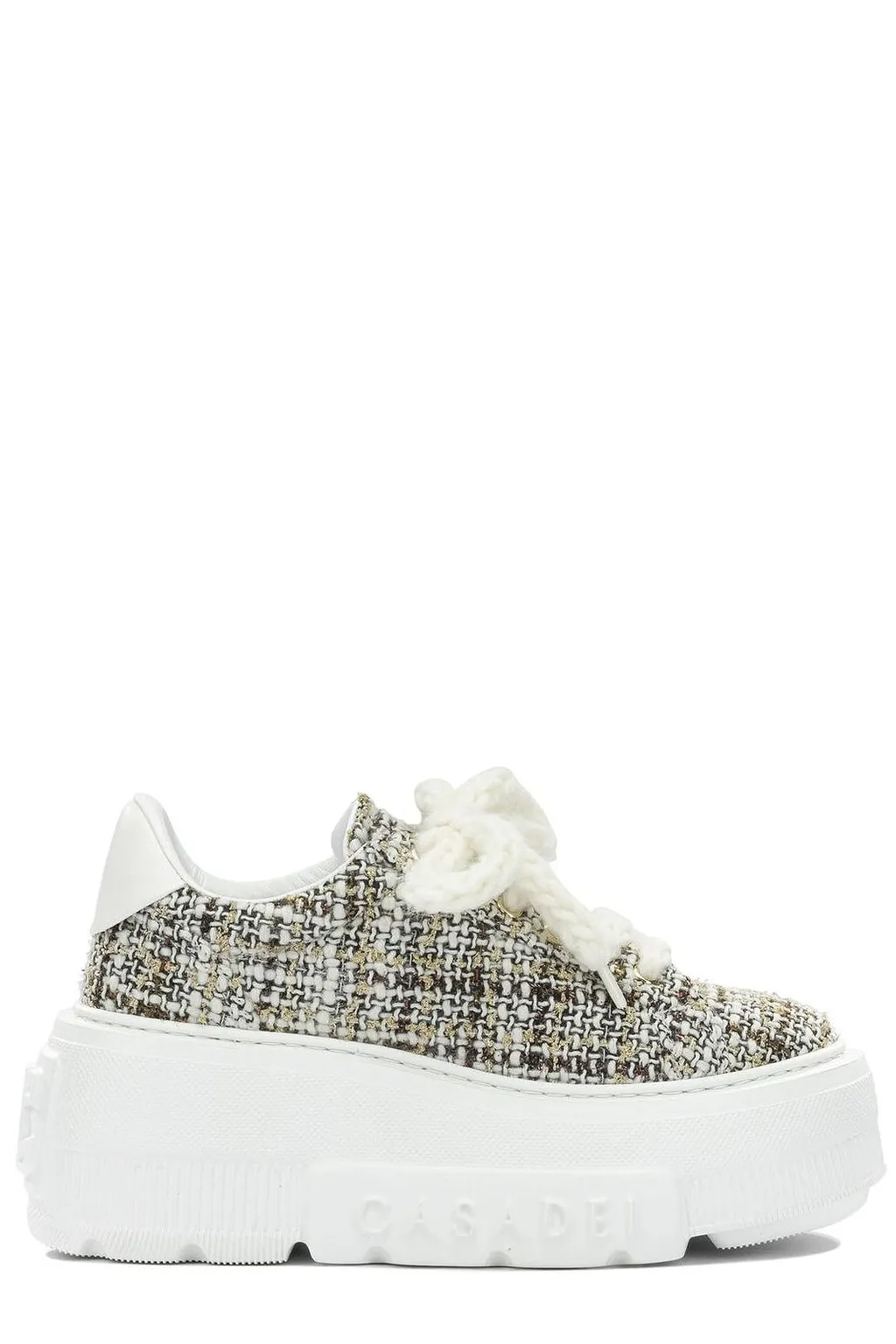 Casadei Platform Tweed Low-Top Sneakers