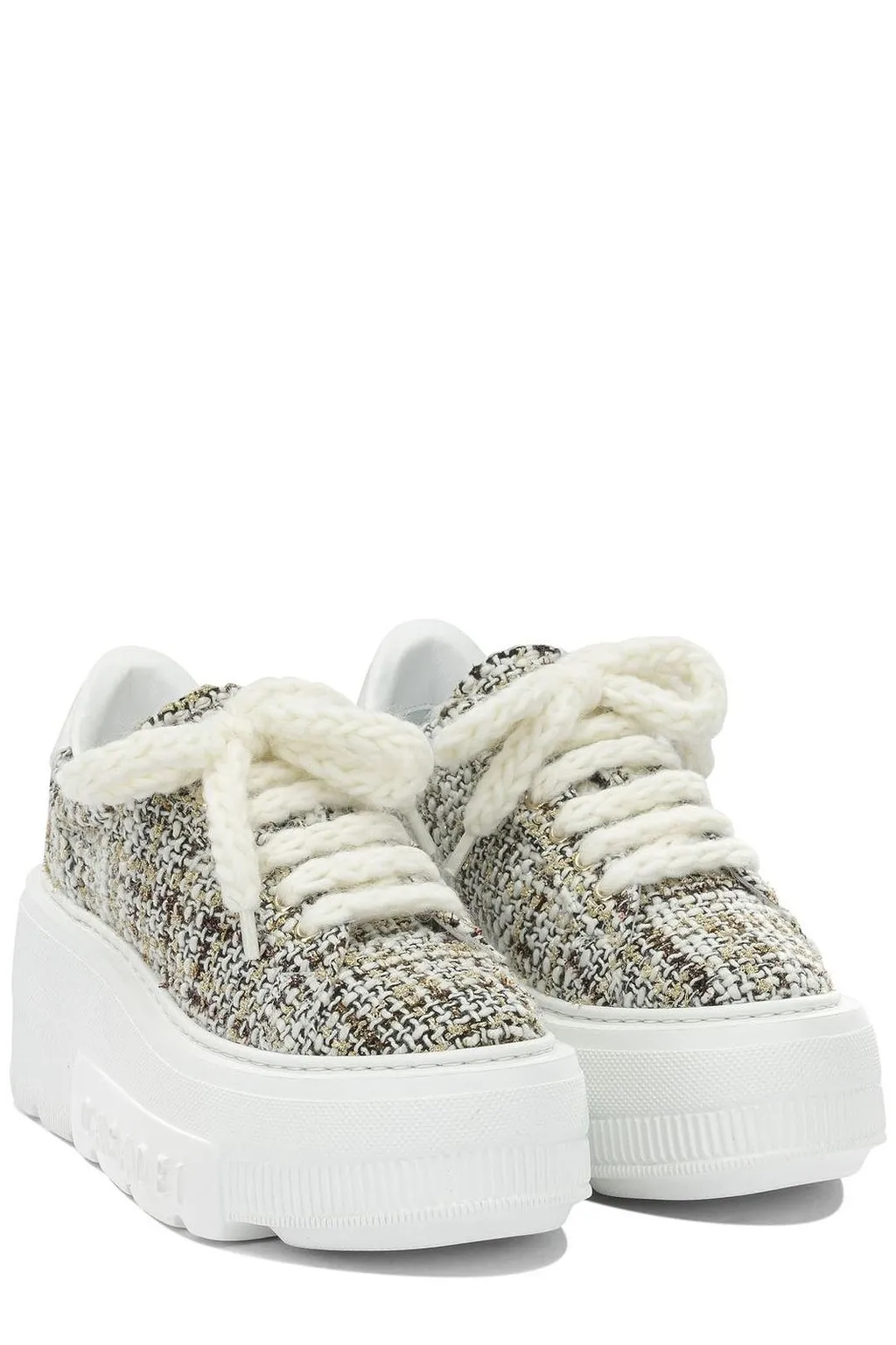 Casadei Platform Tweed Low-Top Sneakers