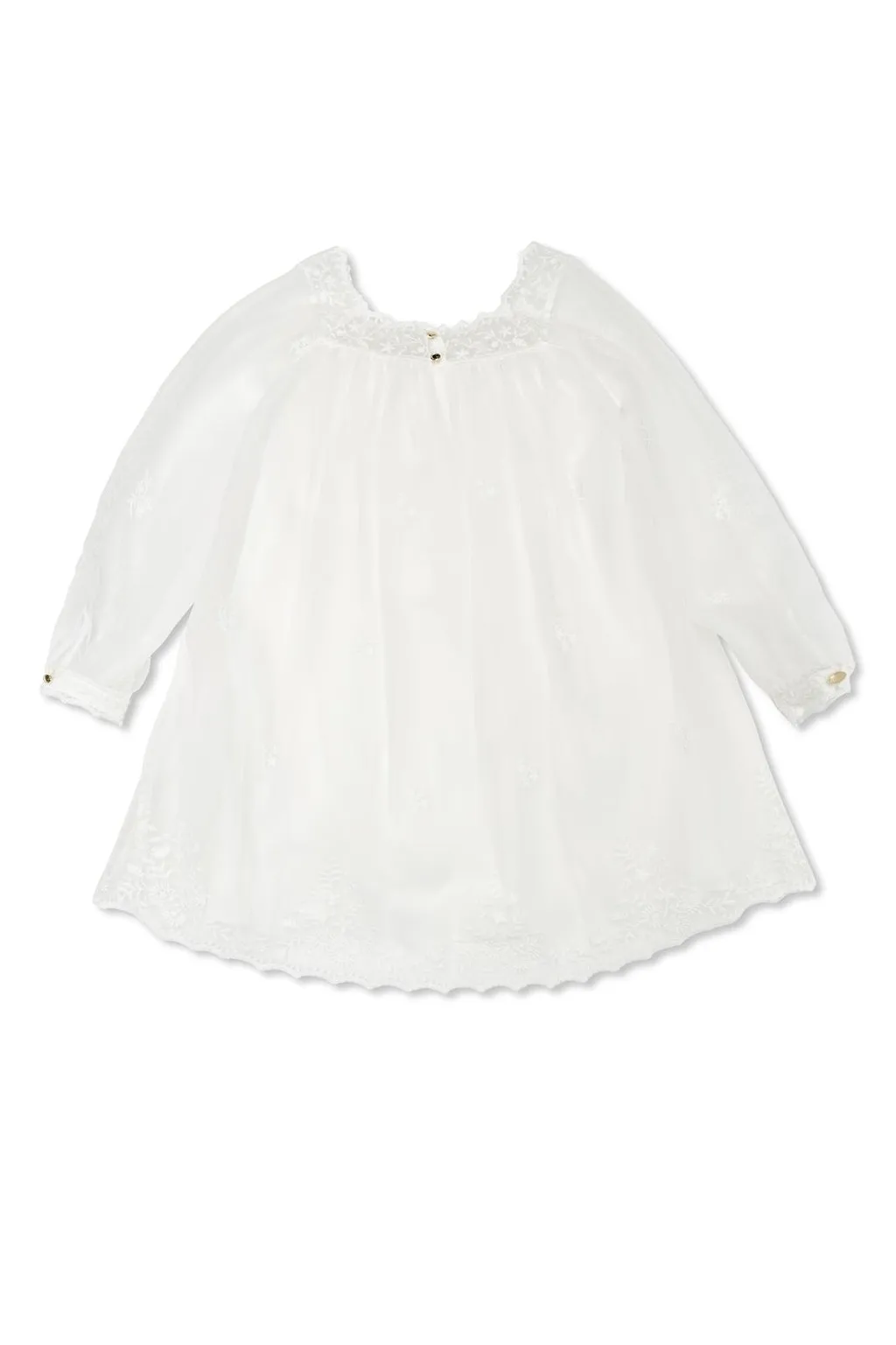 Chloé Kids Lace Sheer Floral Detail Dress