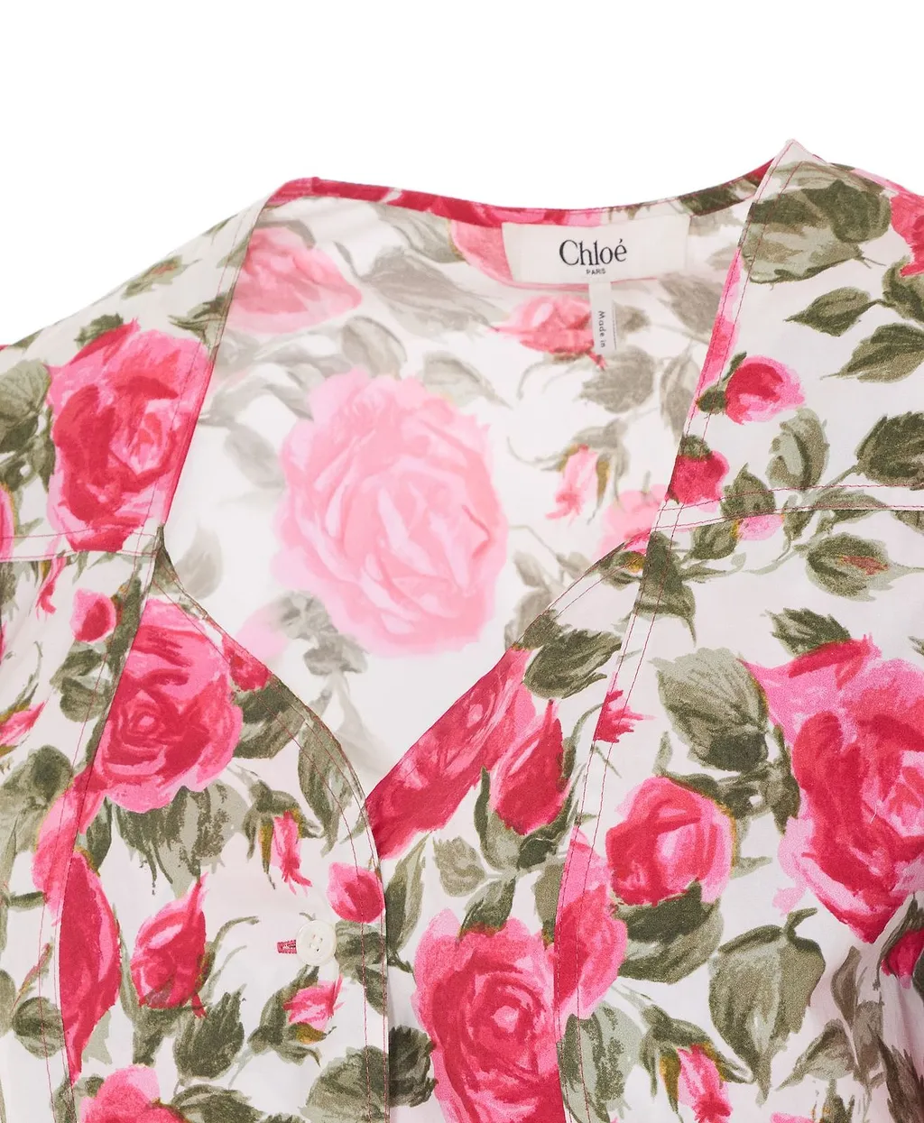 Chloé Cropped Floral Balloon-Sleeve Top