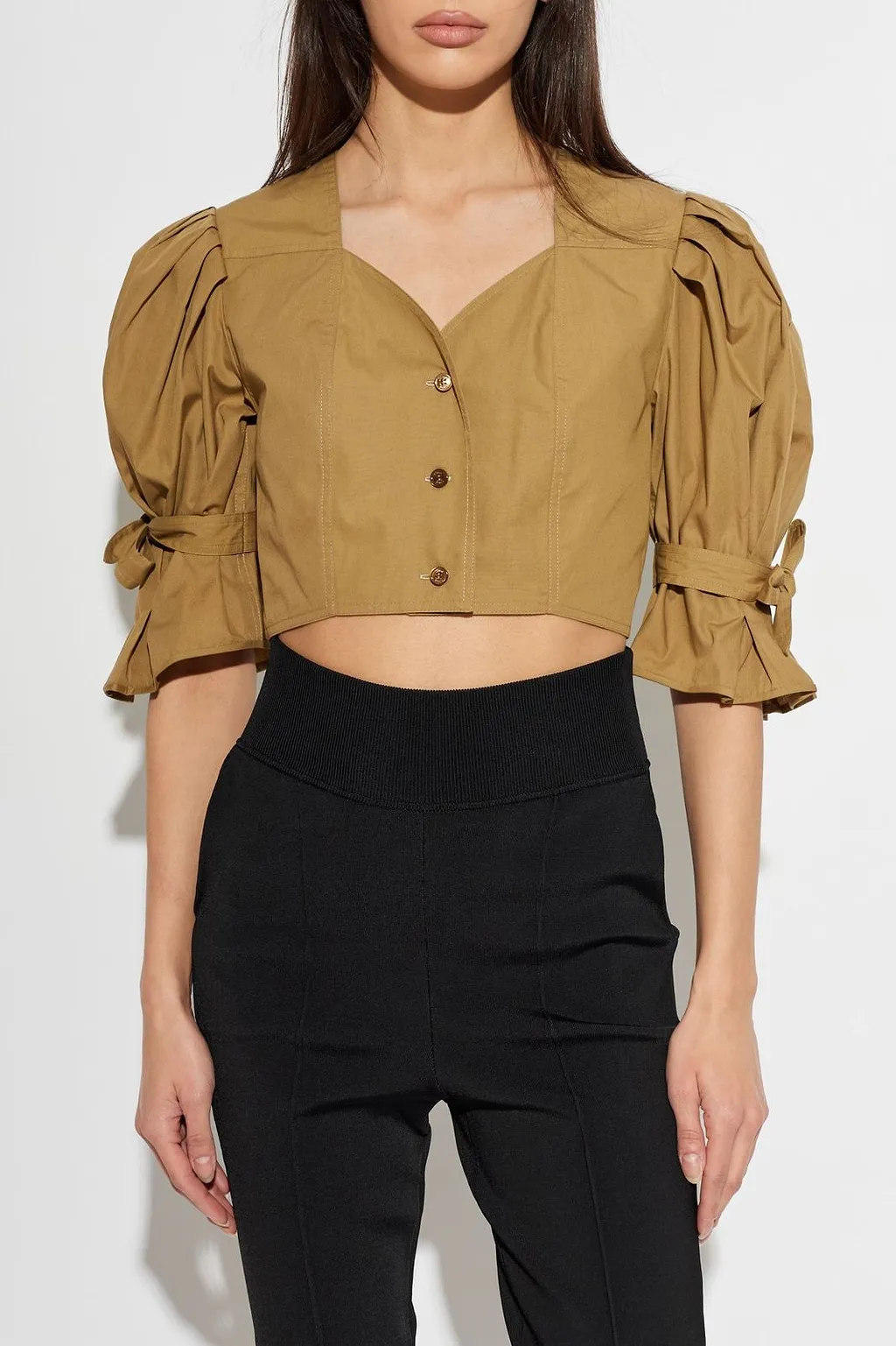 Cropped Puff-Sleeve Top
