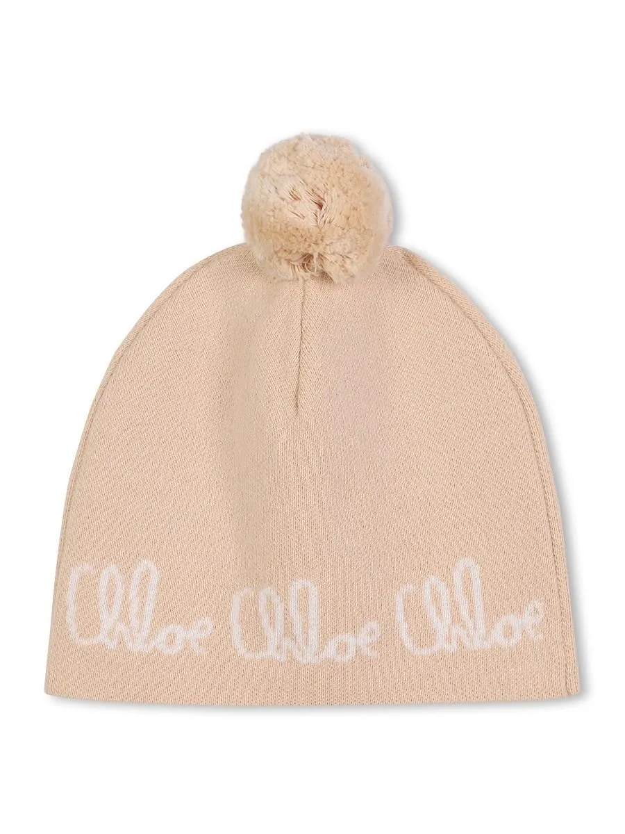 Chloé Kids Logo Pom-Pom Hat