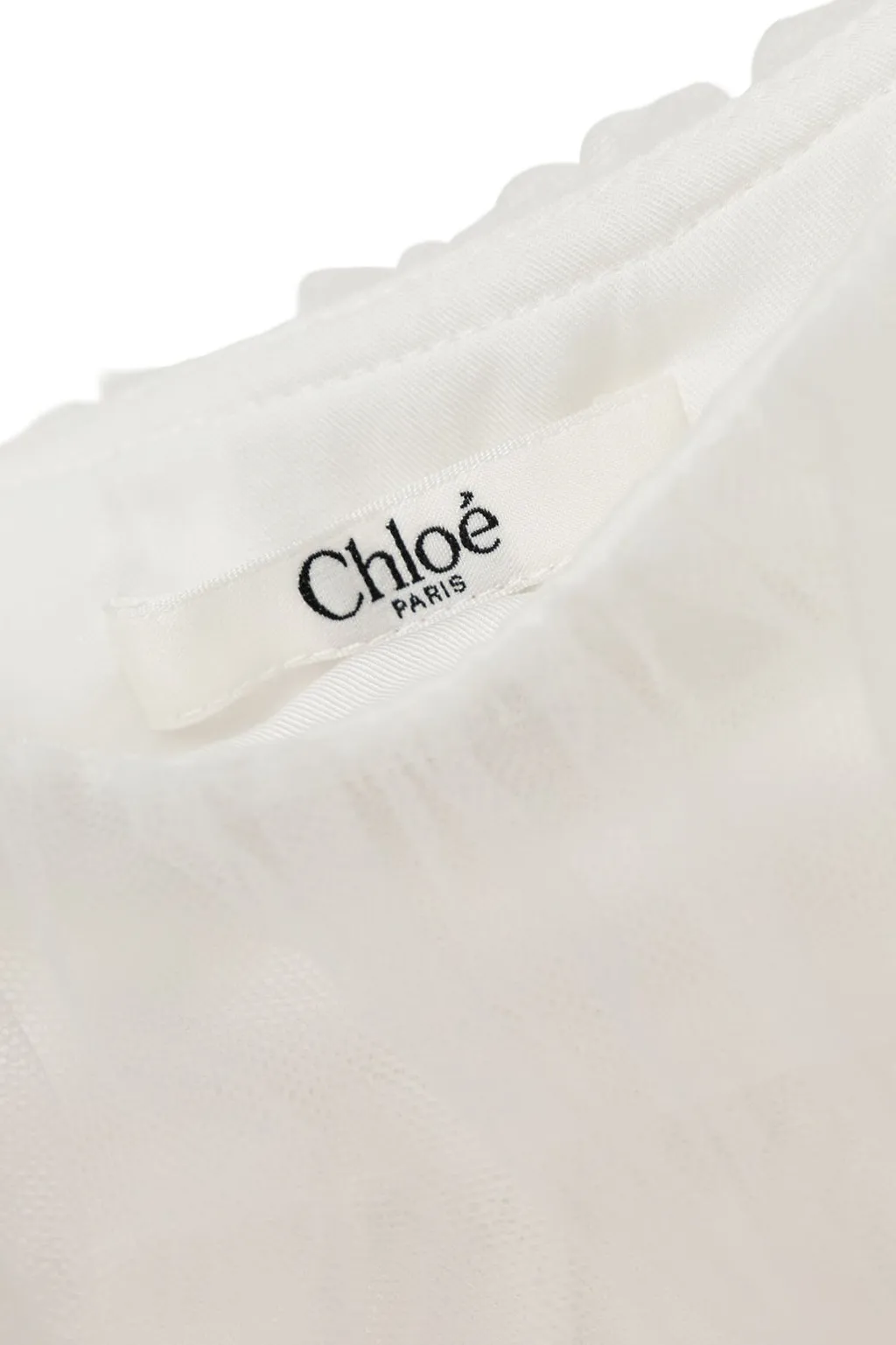 Chloé Kids Ruffled Logo Plaque Lace Top