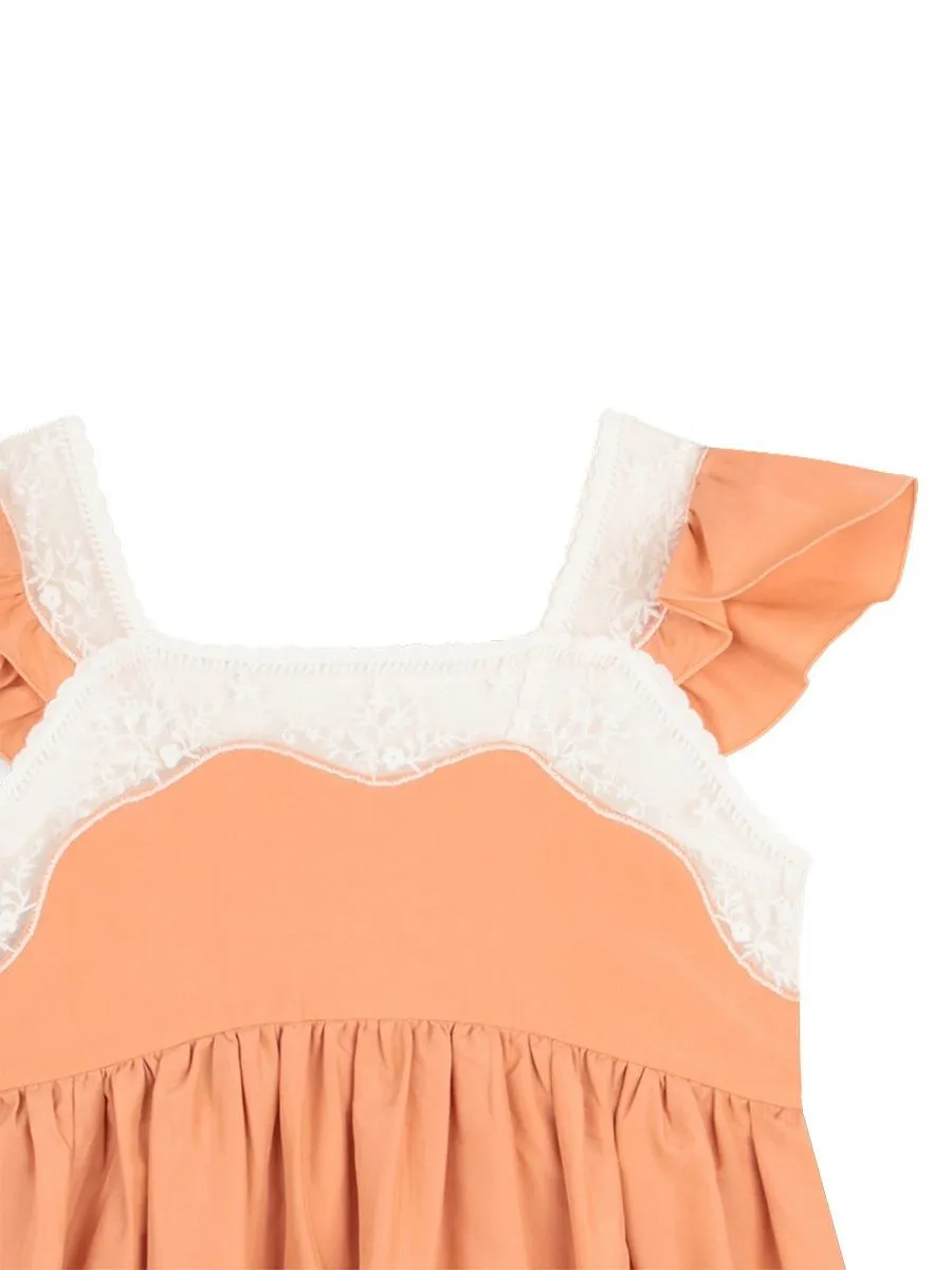 Chloé Kids Ruffled Lace Trim Dress