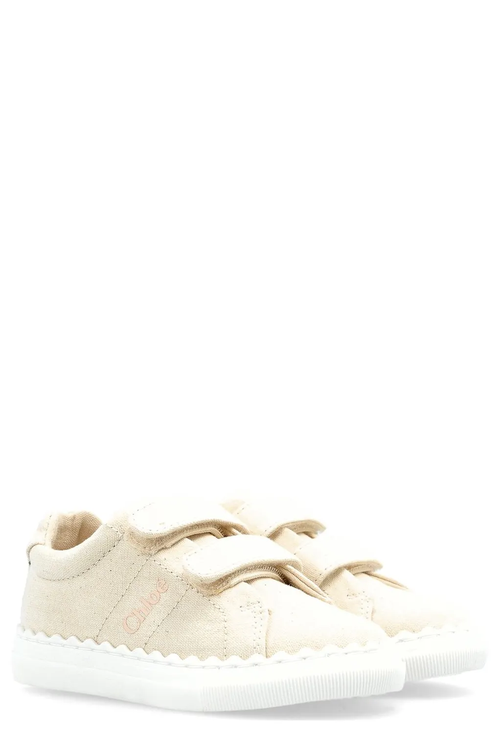 Chloé Kids Scallop-Straps Round Toe Sneakers