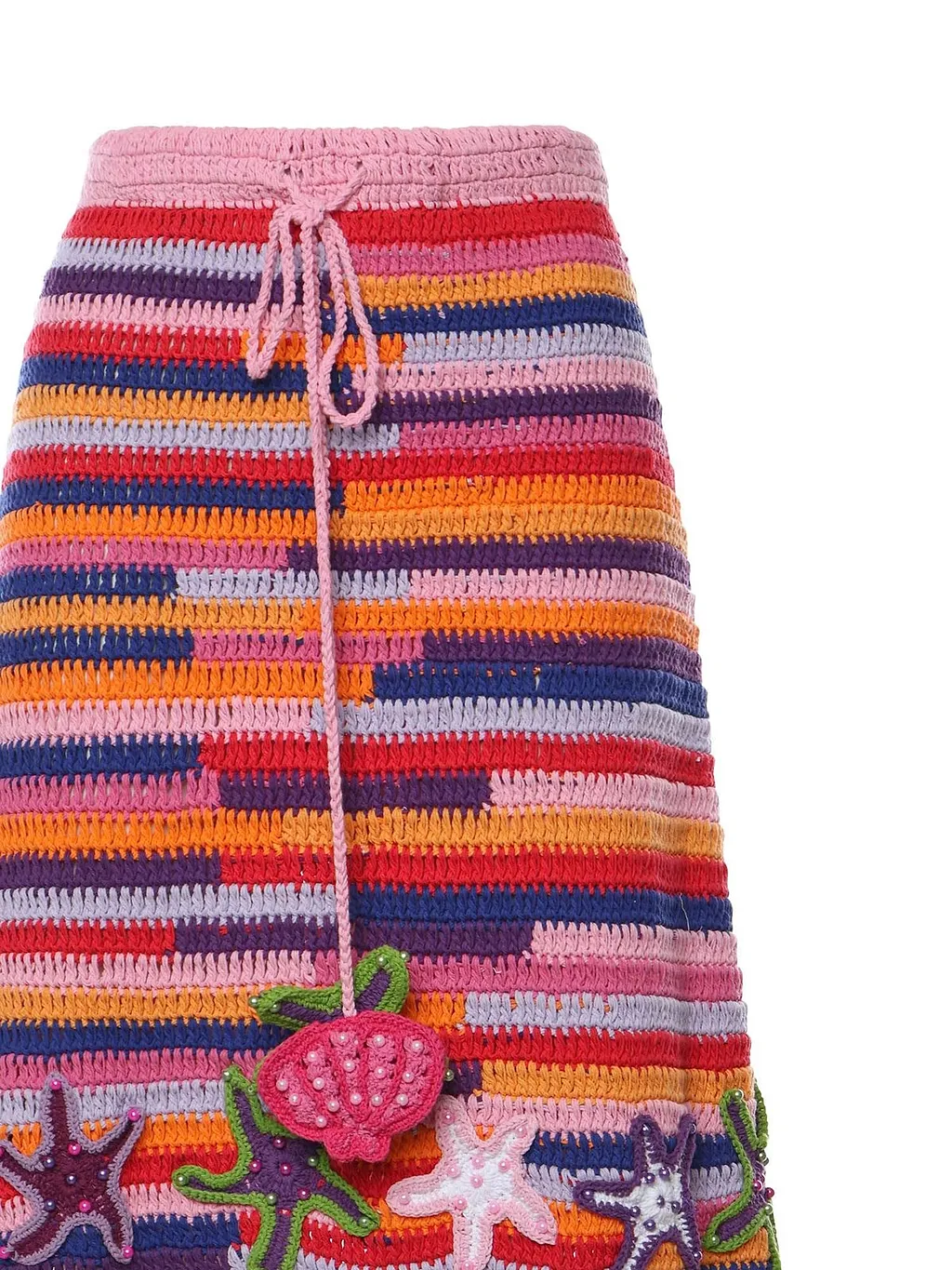 Crochet Appliqué Knitted Skirt