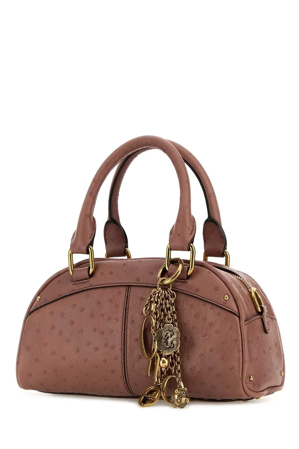 Chloé Logo Plaque Zip-Up Small Bowling Bag