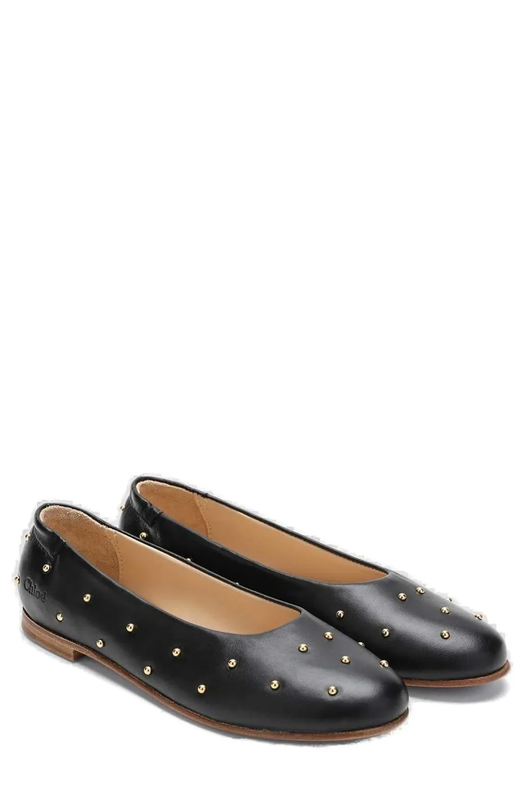 Chloé Kids Stud Embellished Slip-On Ballet Flats