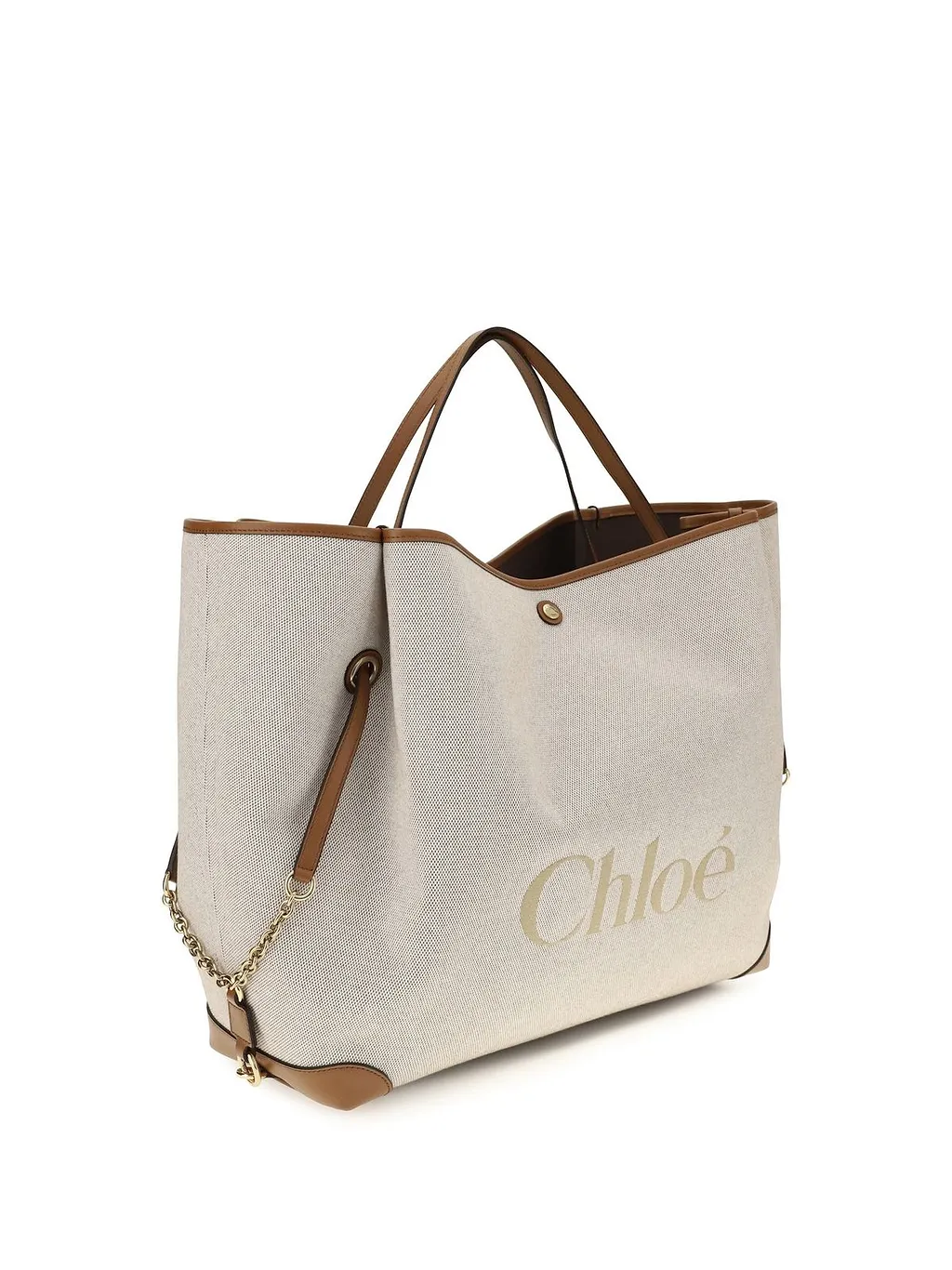 Chloé Large Logo Canvas Shoulder Bag