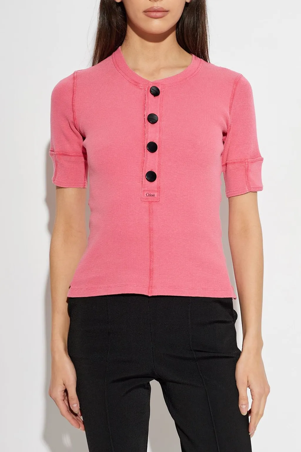 Chloé Short-Sleeved Henley Shirt