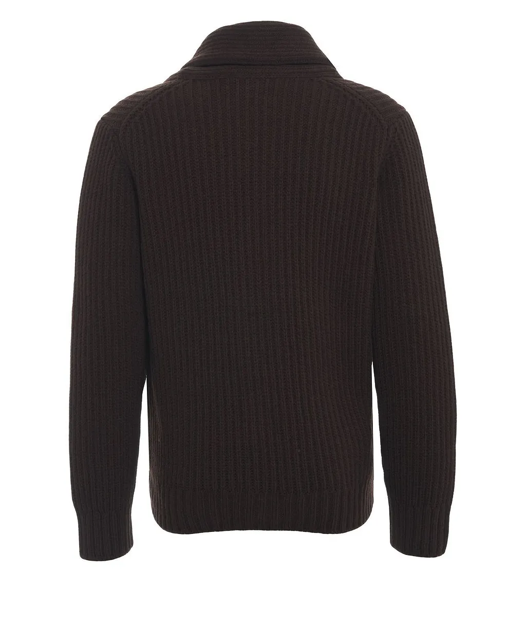 Closed Ribbed Knit Buttoned Cardigan