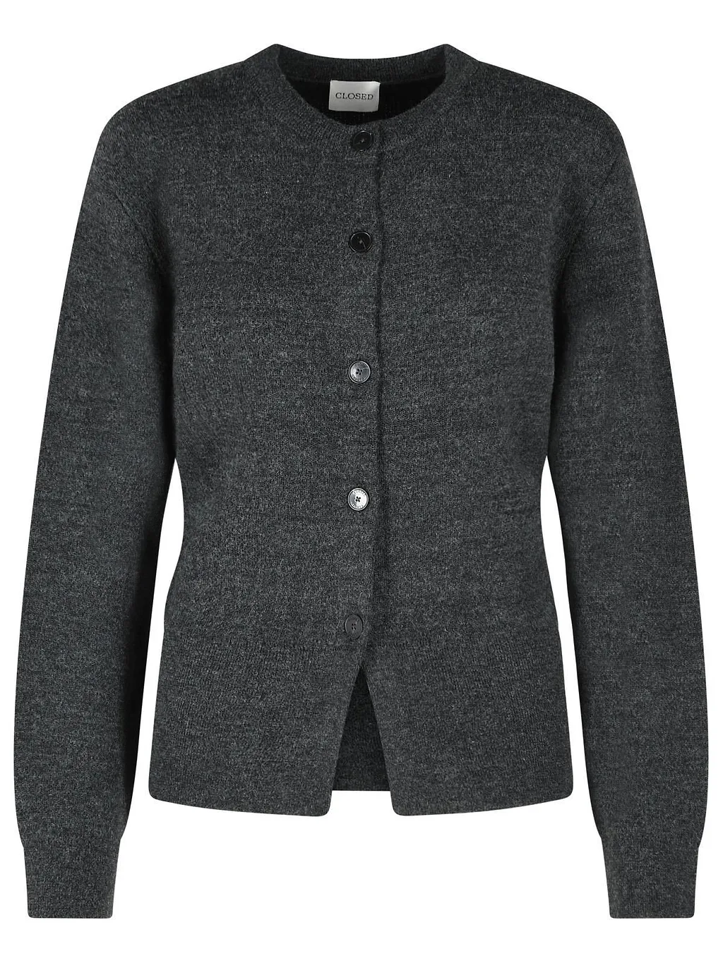 Closed Ribbed Crew Neck Cardigan