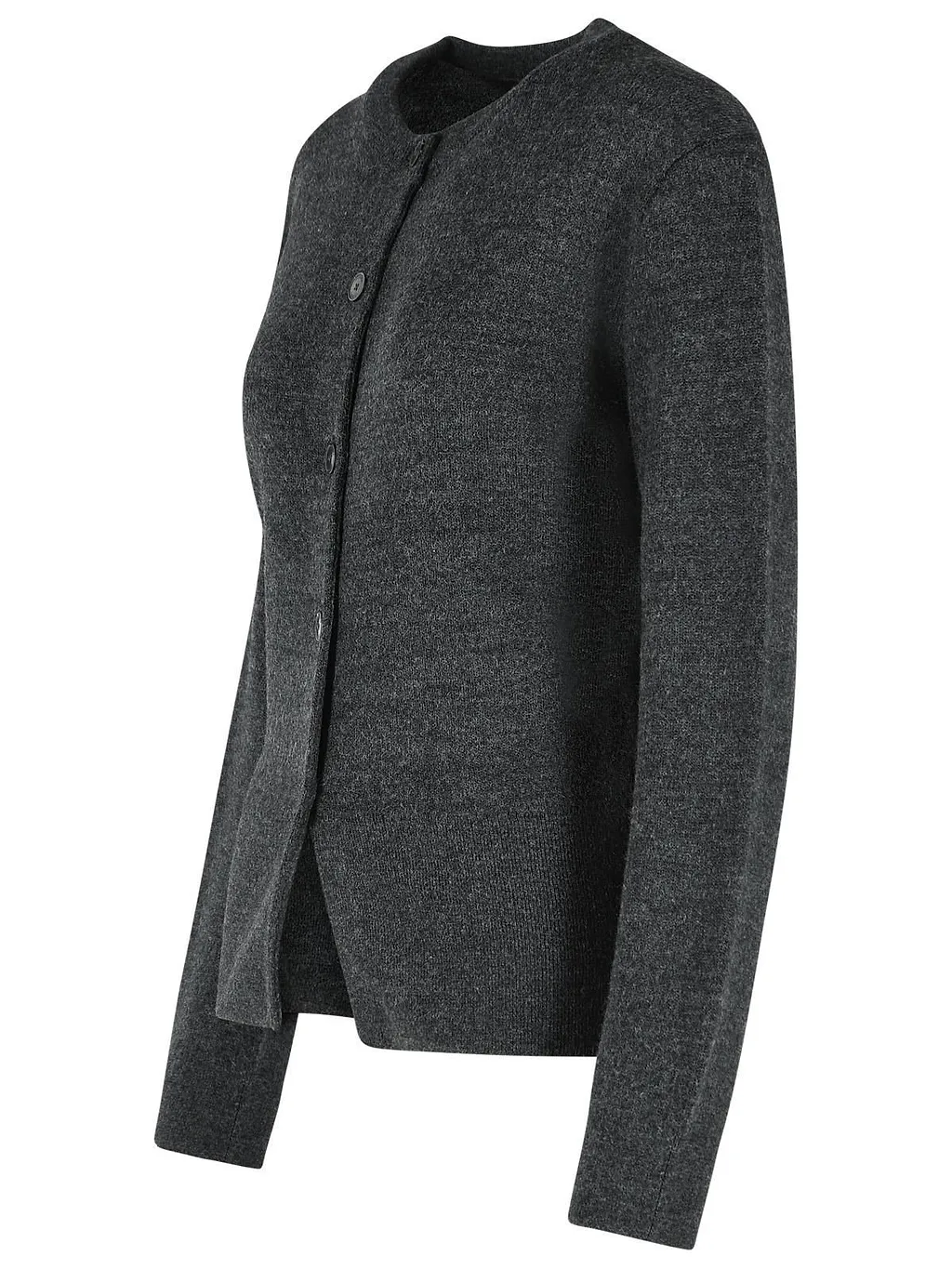 Closed Ribbed Crew Neck Cardigan