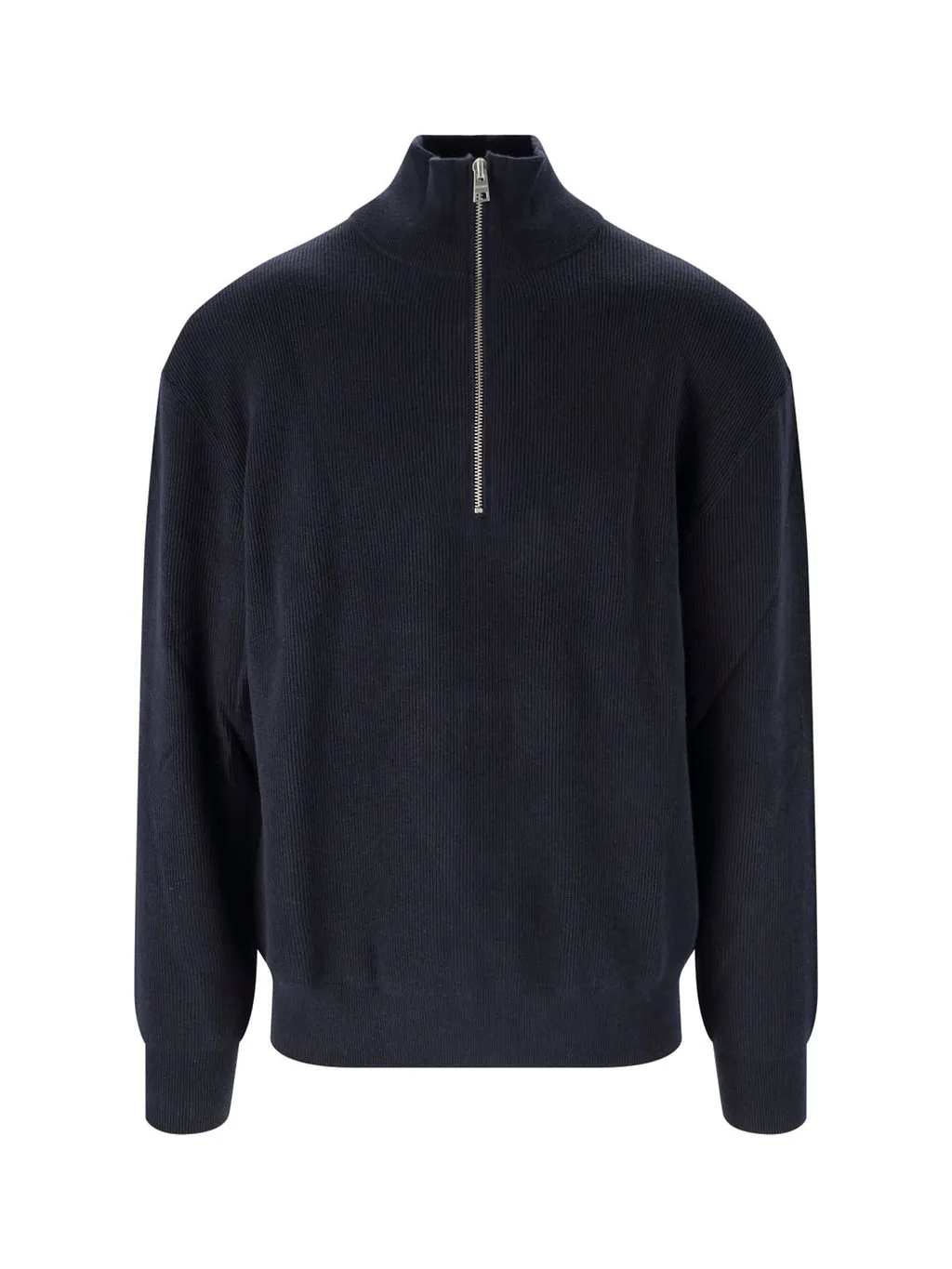 Closed Ribbed Half-Zip Knitted Sweater