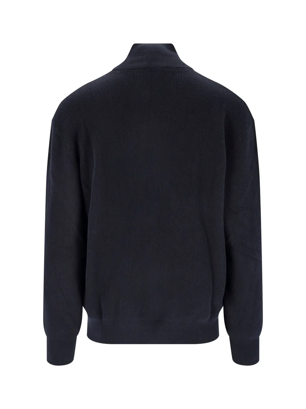 Closed Ribbed Half-Zip Knitted Sweater
