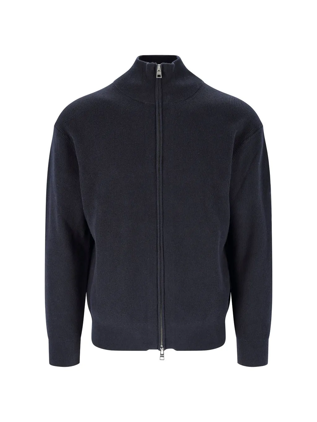 Closed Ribbed Zip-Up Knitted Sweater