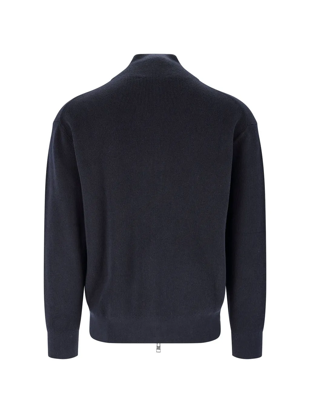 Closed Ribbed Zip-Up Knitted Sweater