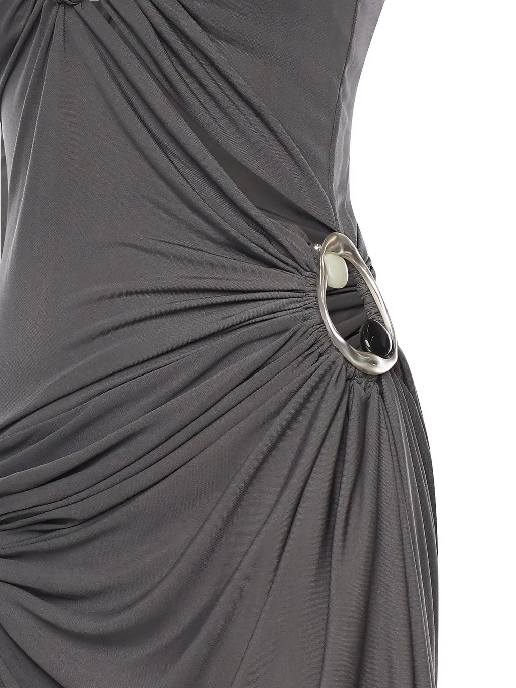 Draped Strapless Midi Dress