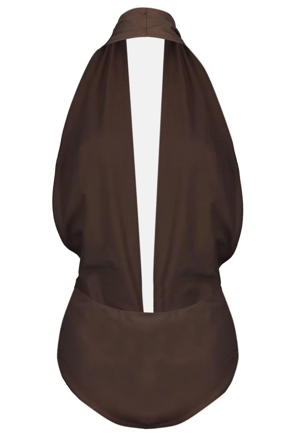 Christopher Esber Mineral Stone Ruched Halter One Piece Swimsuit