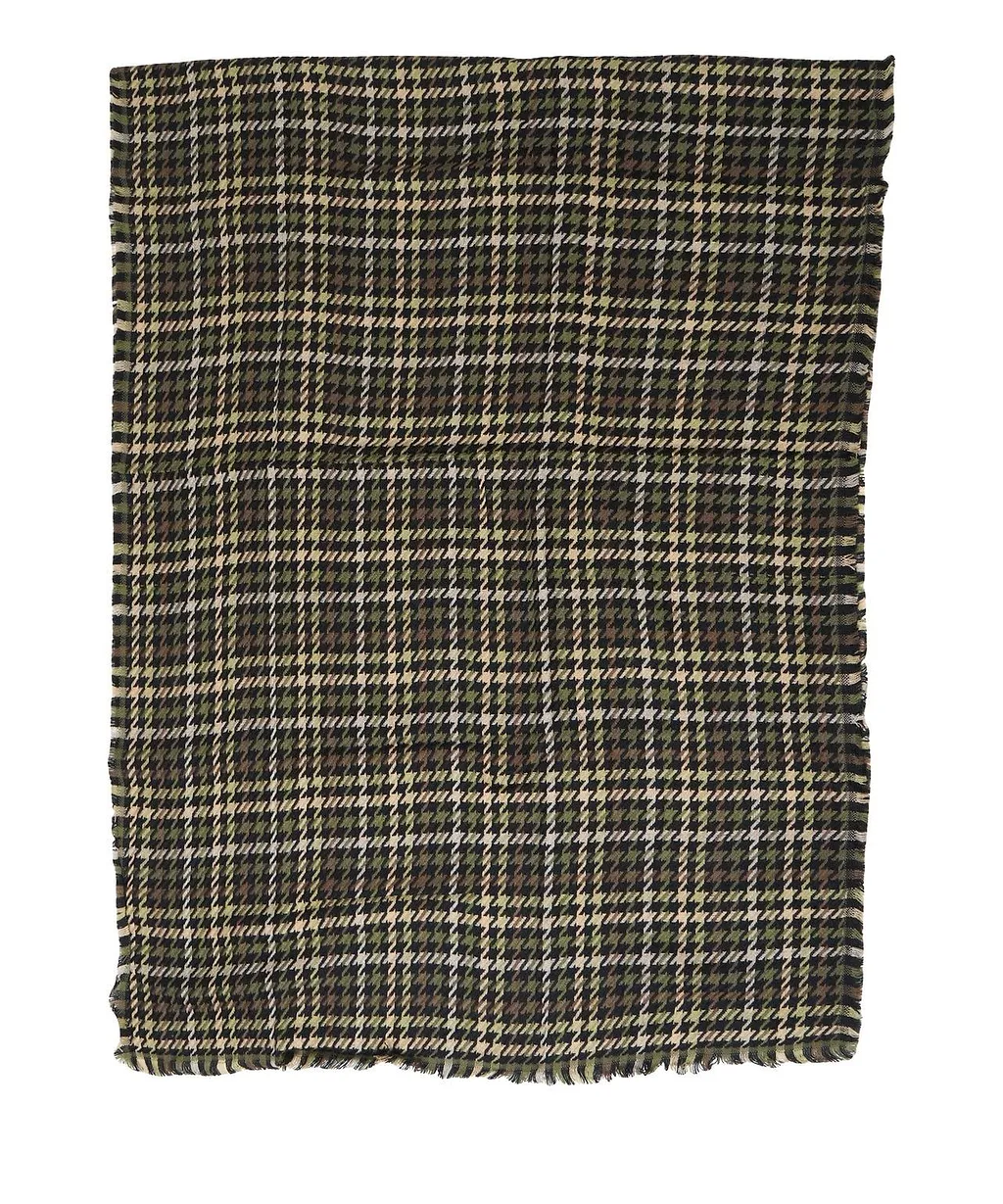 Houndstooth Fringed Hem Scarf
