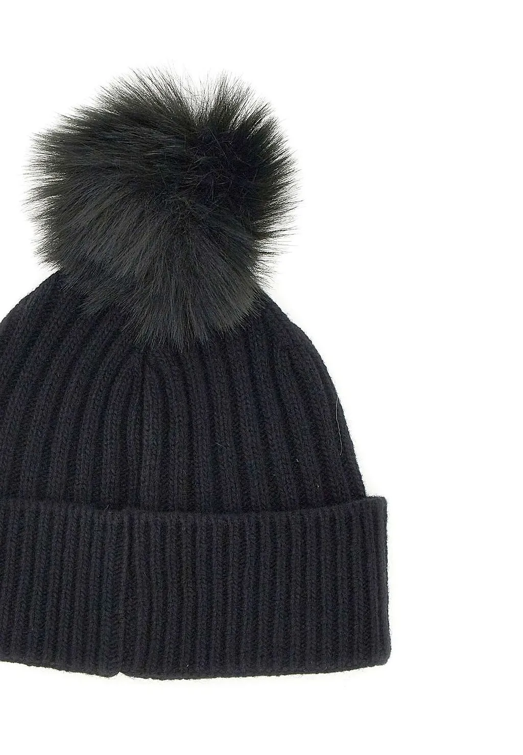 Ribbed Pom-Pom Beanie Hat