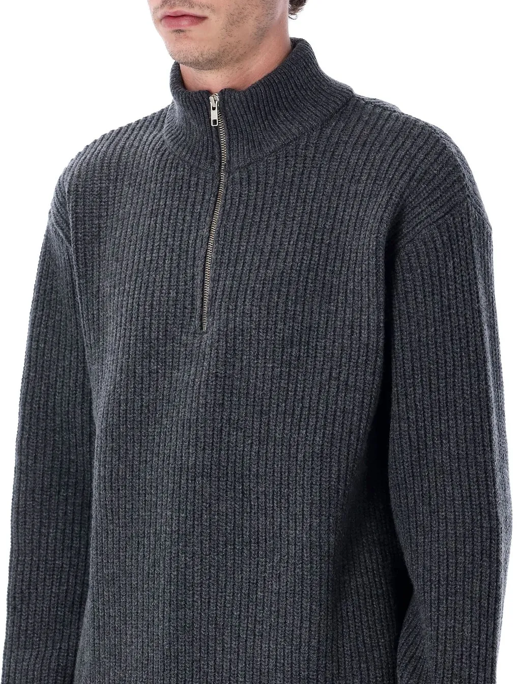 Ribbed Quarter-Zip Sweater