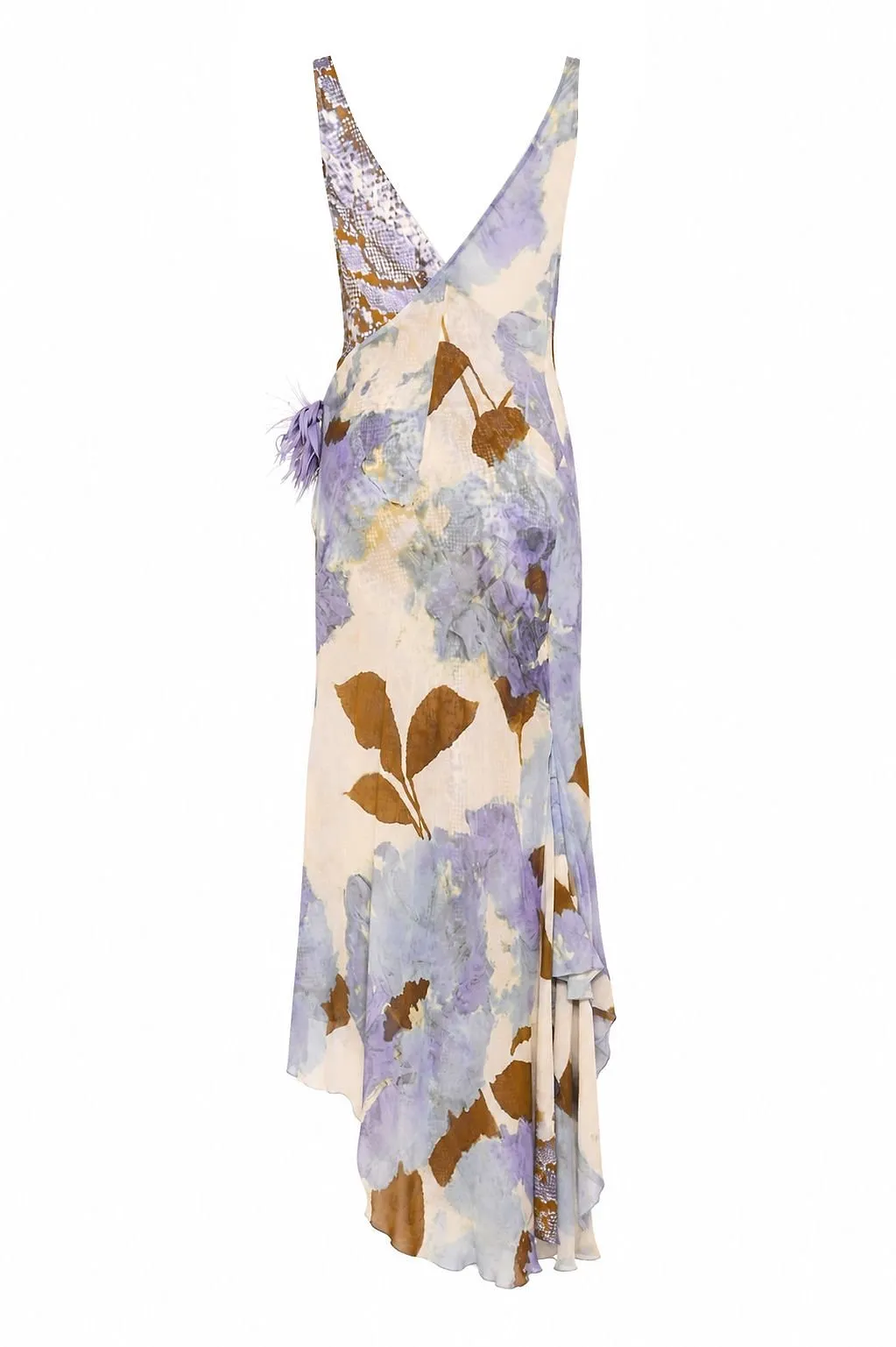 Asymmetric Feather-Trim Dress