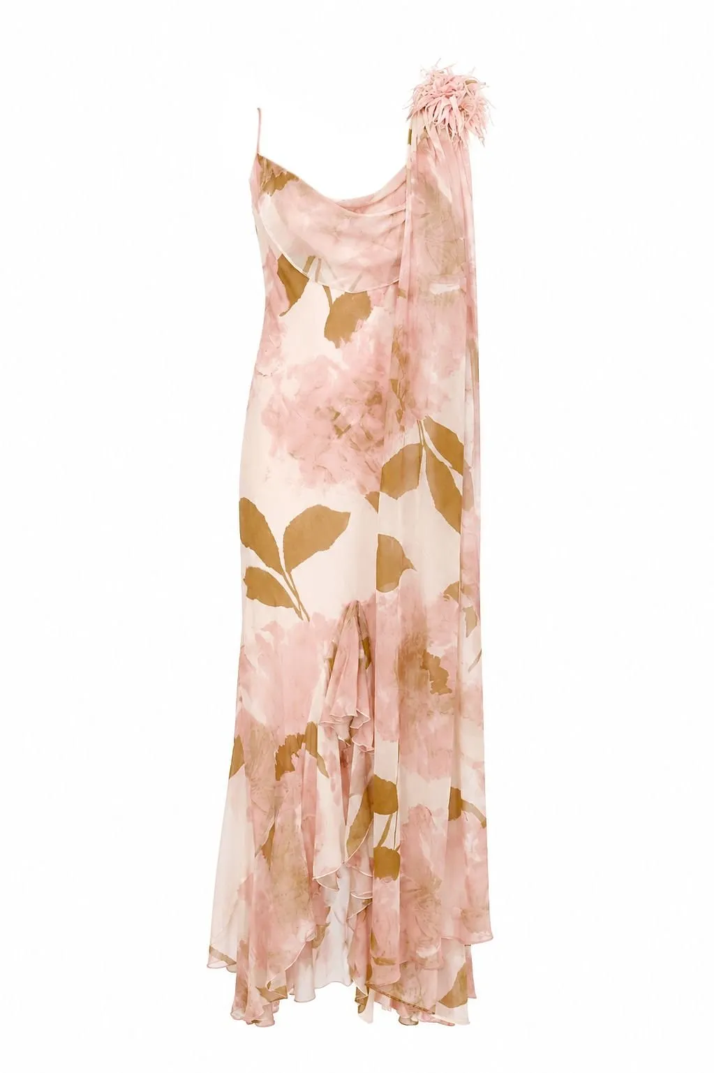 Clips One-Shoulder Printed Dress