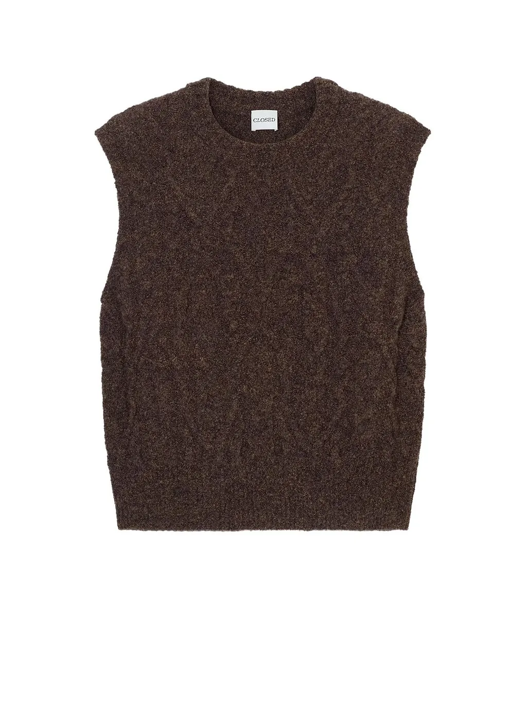 Closed Cable-Knit Sleeveless Knitted Top